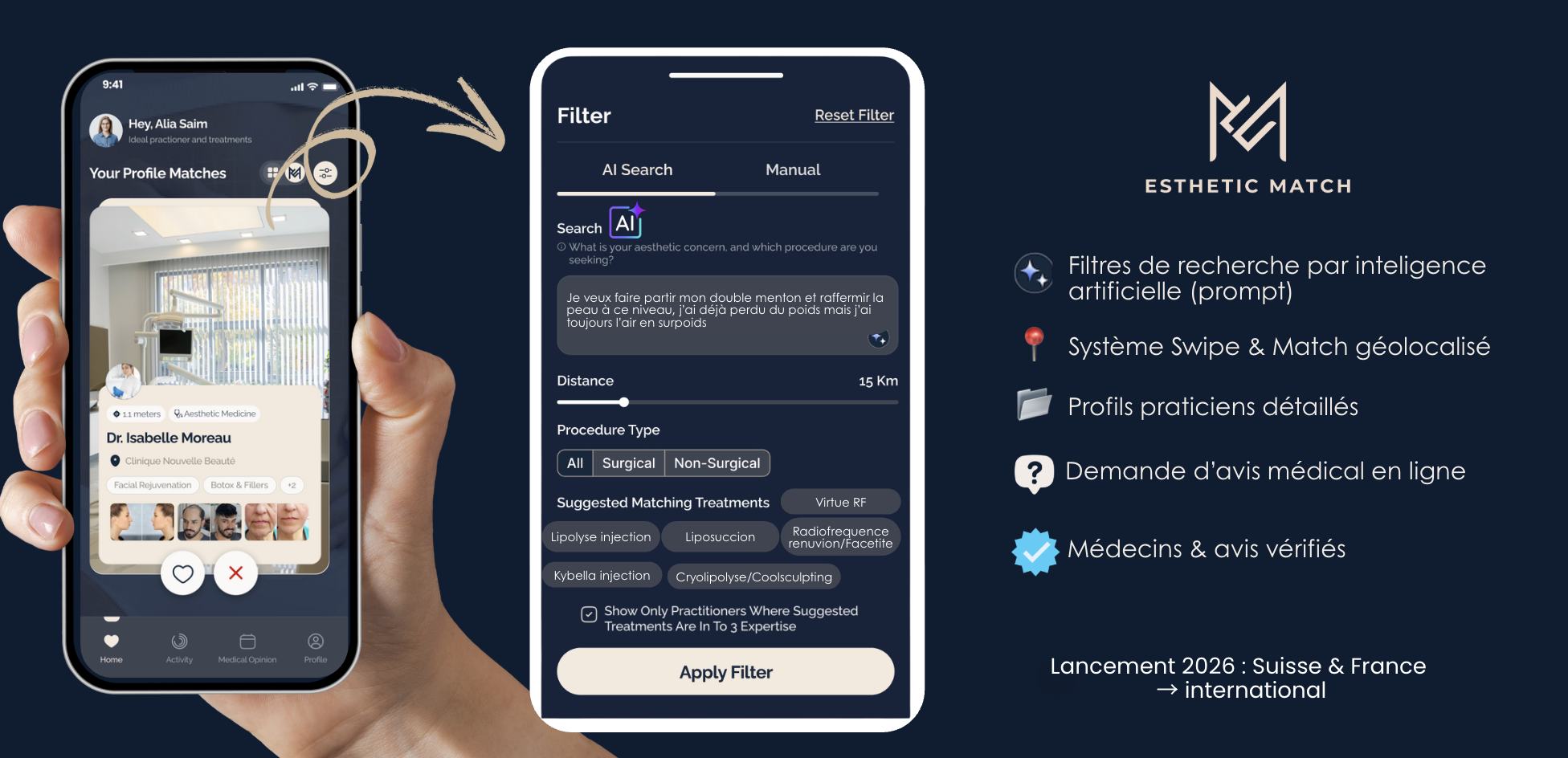 Esthetic Match App - Profile Matches Interface